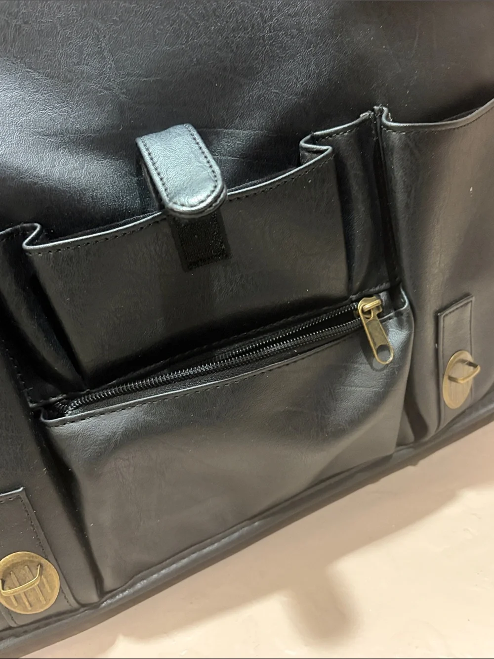 Classic Black Durahide Leather Briefcase Shoulder Strap Buckle Zip Organizer